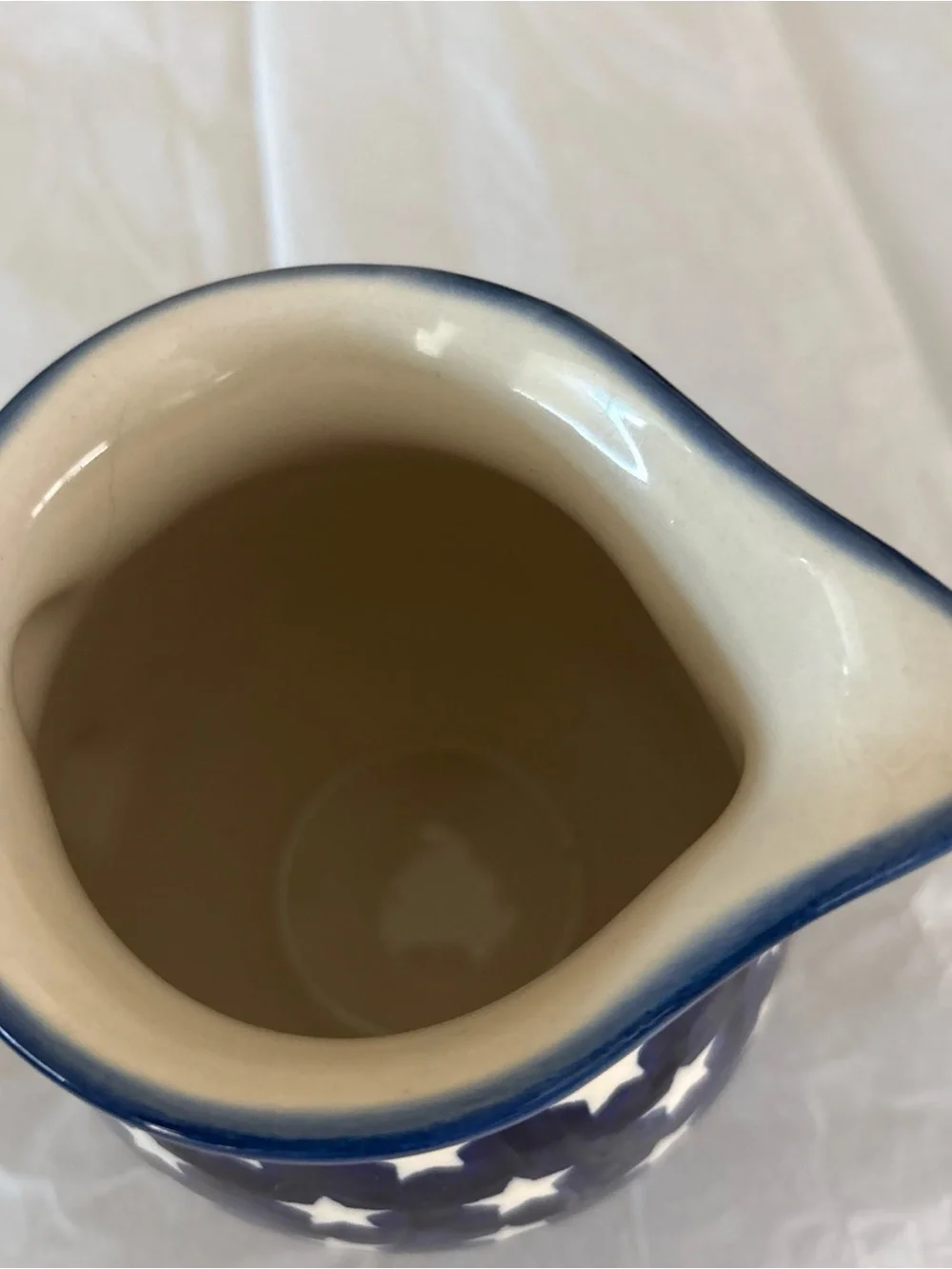 Polish Pottery Mano Creamer Stars & Stripes Small Pitcher Handcrafted Poland
